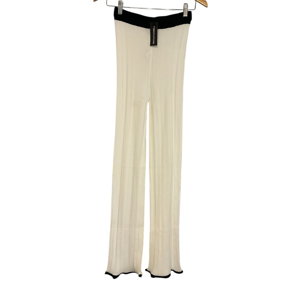 NWT PrettyLittleThing Black and Cream Wide‎ Leg Pants size S